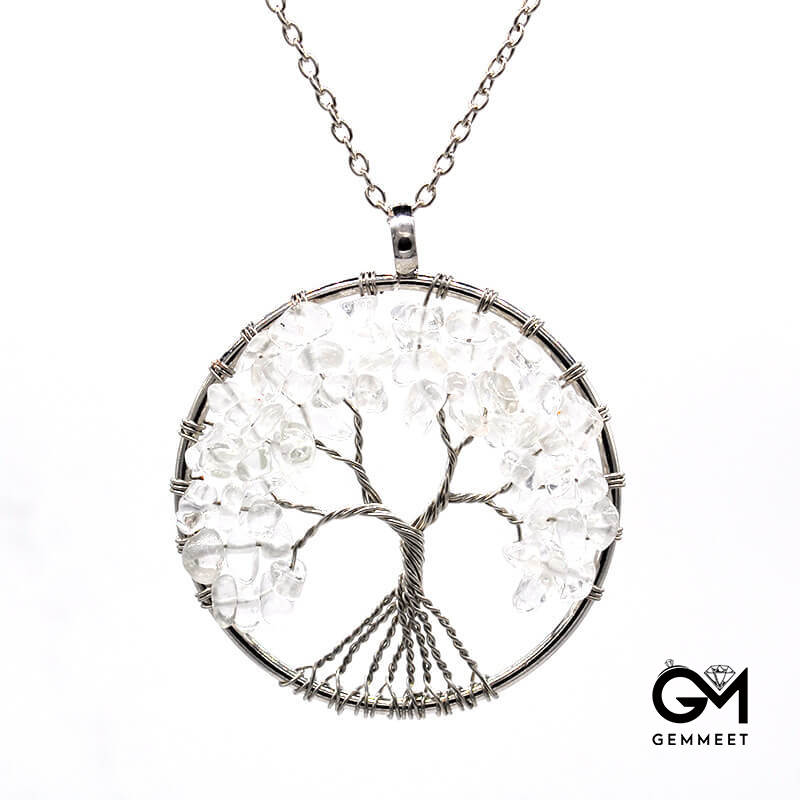 Gravel Crystal Kabbalah Tree of Life Necklace