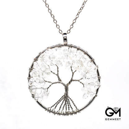 Gravel Crystal Kabbalah Tree of Life Necklace