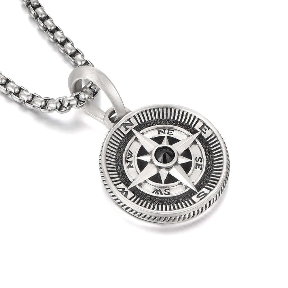 Vintage Men's Compass Necklace Hip Hop Pendants