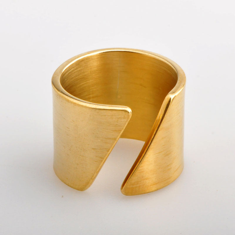 Hip Hop Simple Titanium Steel Bevel Open Ring