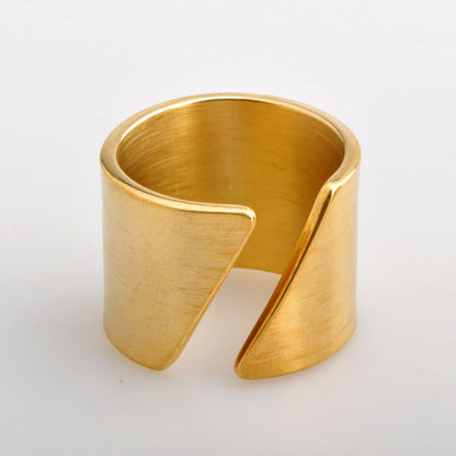 Hip Hop Simple Titanium Steel Bevel Open Ring