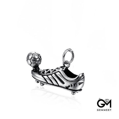 Stainless Steel Sneakers Play Football Necklace