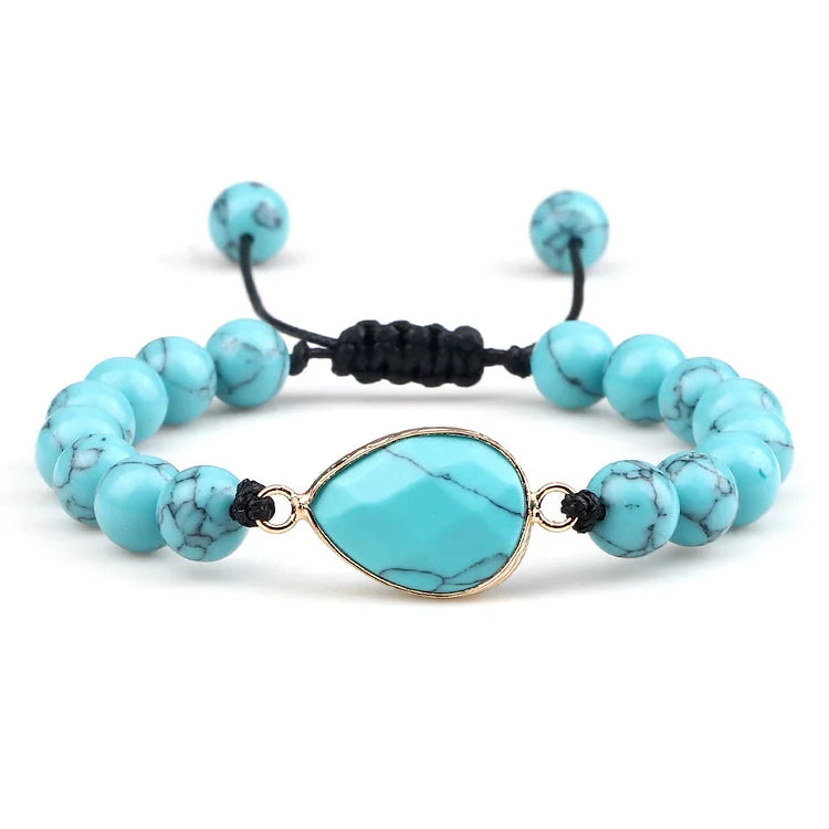 Turquoise Stone Beaded Opalite Bracelet