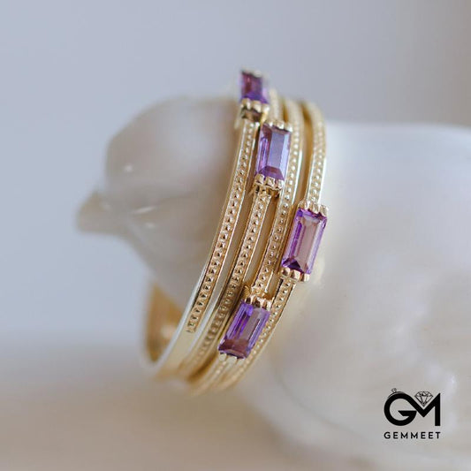 Multi-layer Purple Crystal Ring