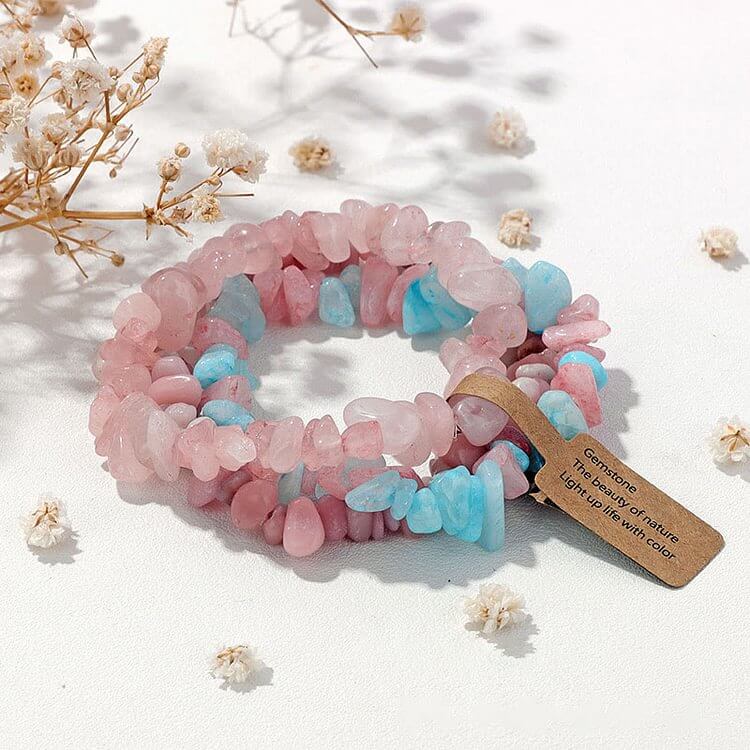 Irregular Crystal Gravel Three Layer Bracelet