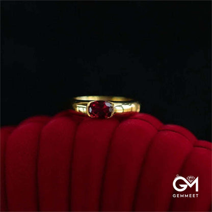 Garnet Gold Plated Minimalist Luxury Ring