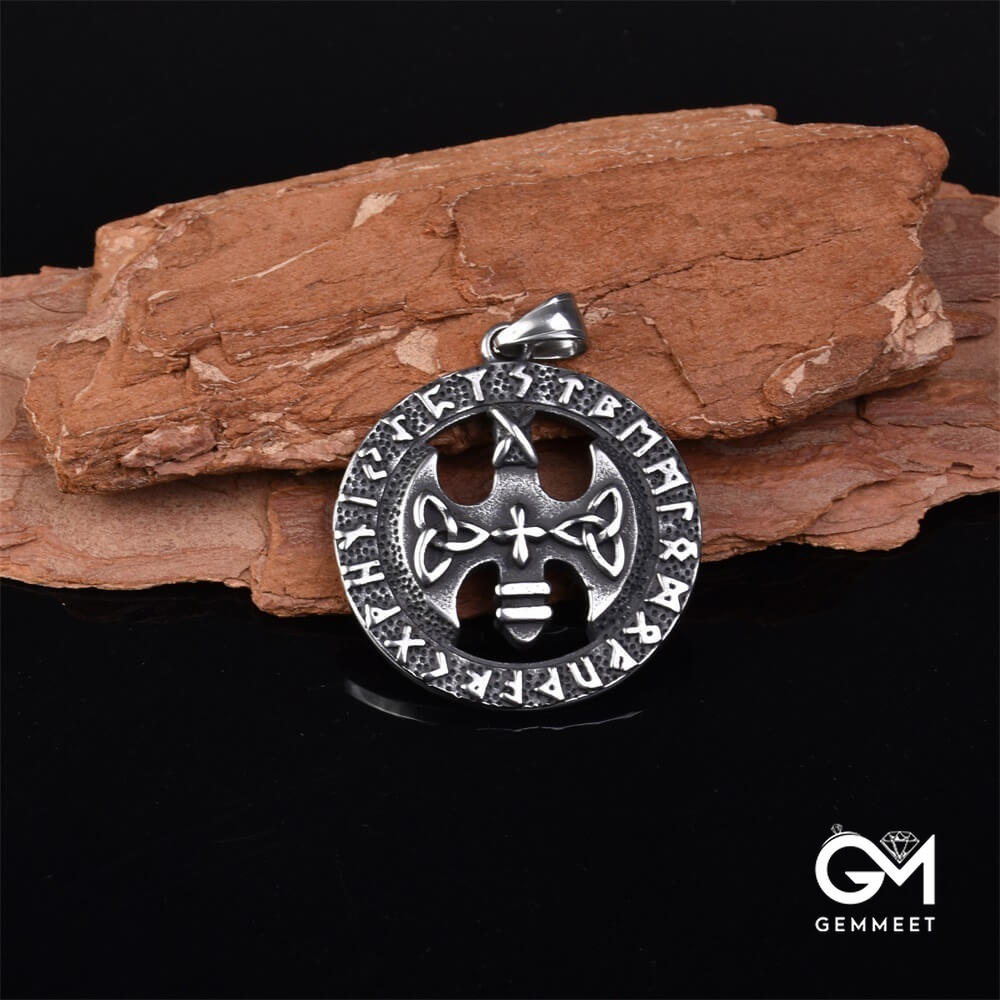 Stainless Steel Vitin Odin Rune Tomahawk Necklace