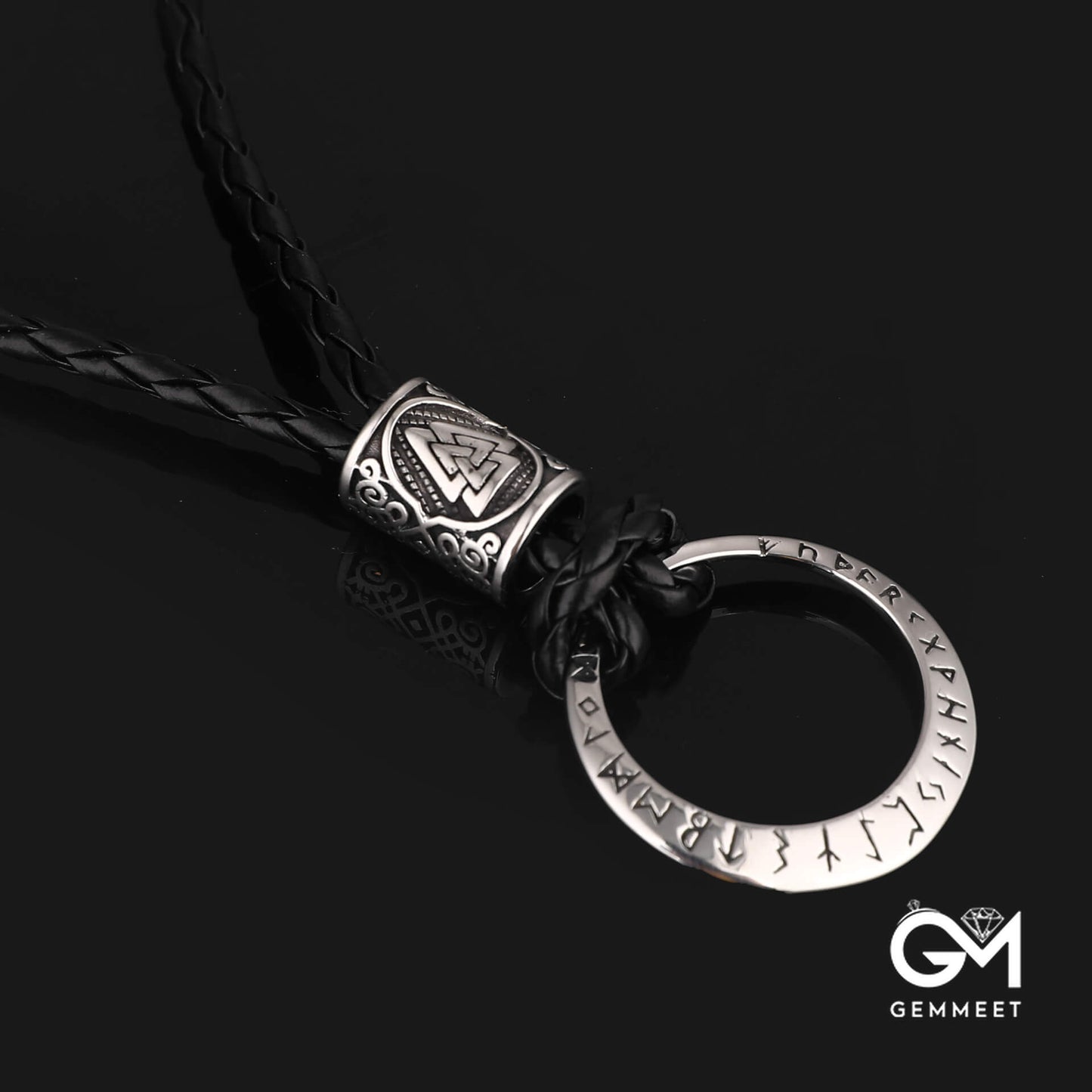 Viking Stainless Steel Rune Pendant Necklace