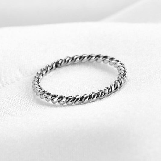 Simple Thread Three Color Spliced Titanium Steel Ring