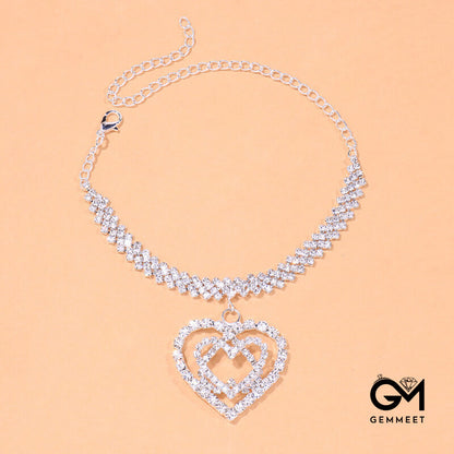 Light Luxury Fashion Heart-shaped Zircon Anklet