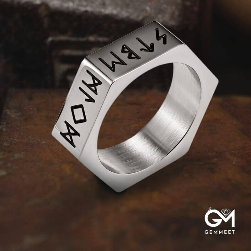 Simple Personality Hexagonal Nut Men's Ring