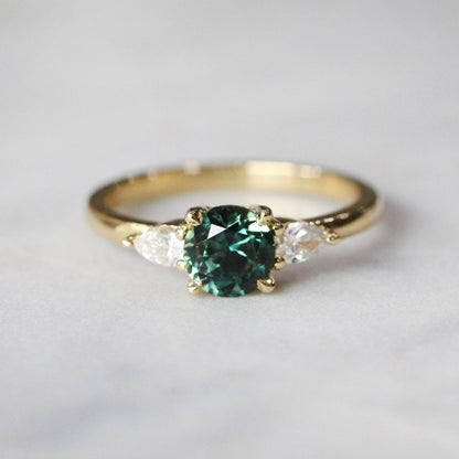 Emerald Zircon Engagement Ring