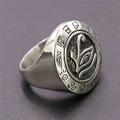 Stainless Steel Round Eye of Horus Ring