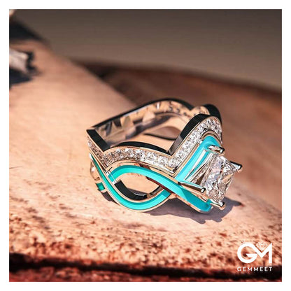 Fashion Turquoise Ocean Wave Ring