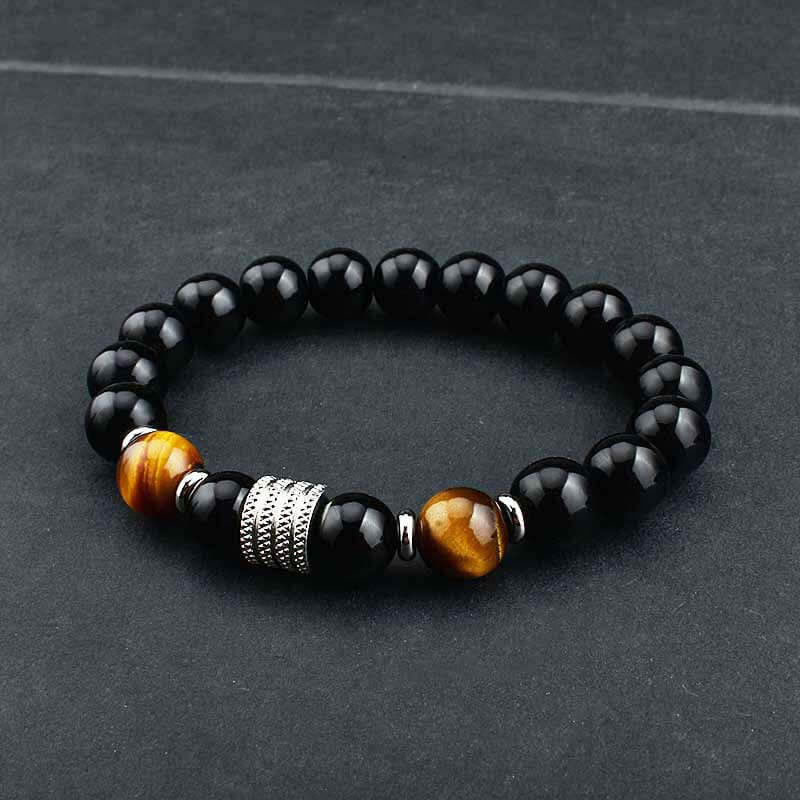 Tiger Eye With Obsidian Protection Bracelet