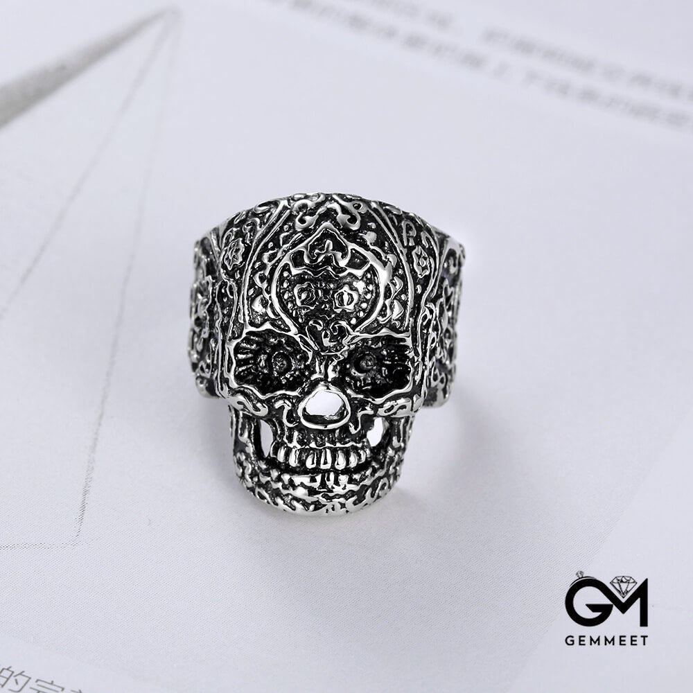 Stainless Steel Sculpted Skull Ring