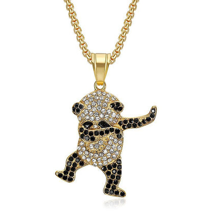 Hip-hop Giant Panda Hip-hop Gold-plated Zircon Pendant