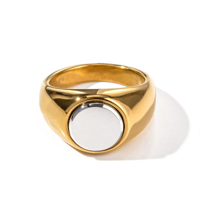 Minimalism Steel Disc Chunky Signet Ring