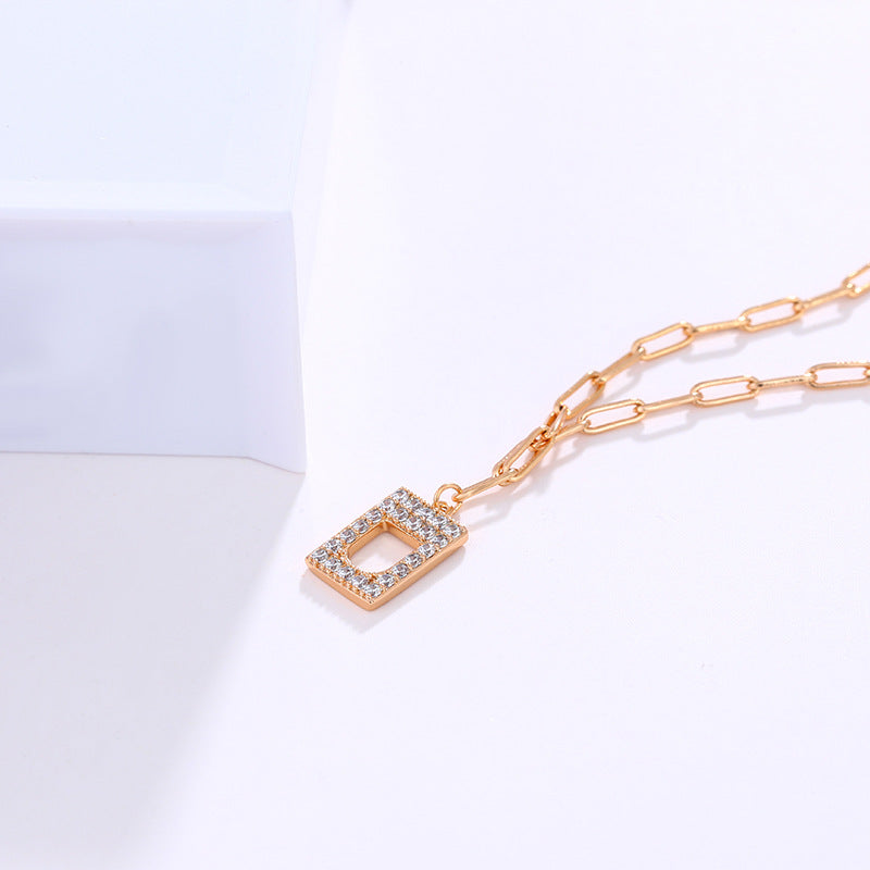 Micro-encrusted Zirconia Square Pendant Double Layer Bracelet