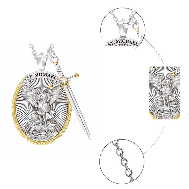 Archangel St. Michael Catholic Patron Steel Necklace