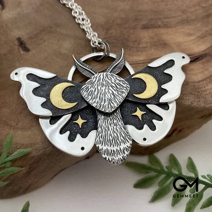 Vintage Silver Moth Necklace