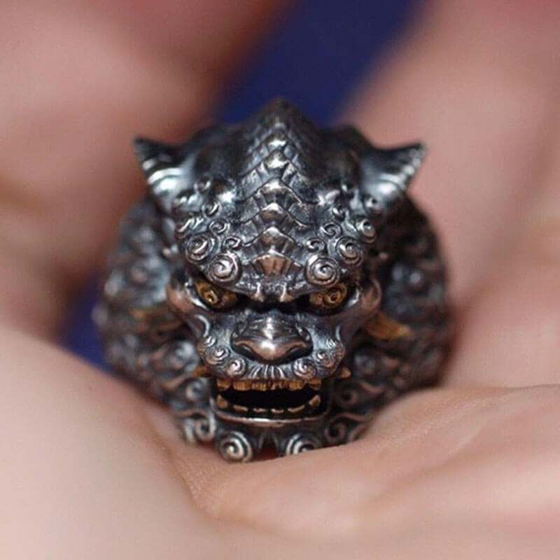 Auspicious Tang Lion Retro Lion Dance Ring