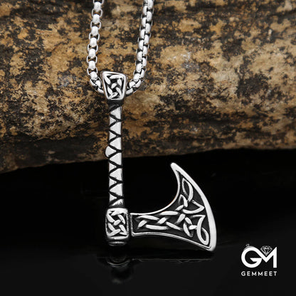 Stainless Steel Axe Pendant Viking Necklace