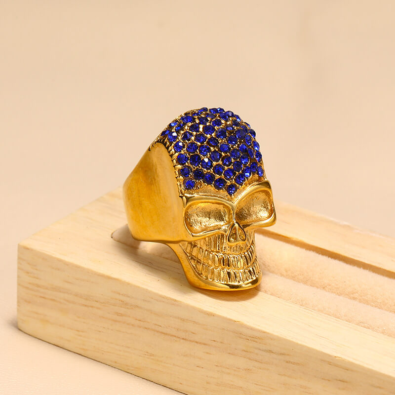 Halloween Funny Vintage Inlaid Zircon Skull Ring