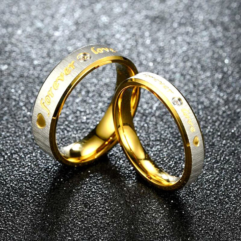 Stainless Steel Matching Wedding Forever Love Rings Set