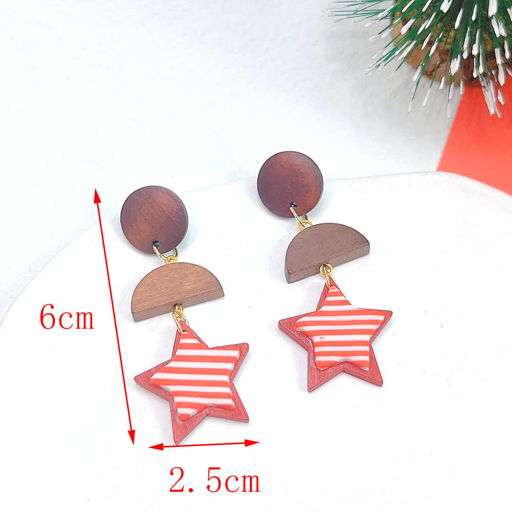 Christmas Earrings Ornament Plaid Geometric Snowman Stud Earrings