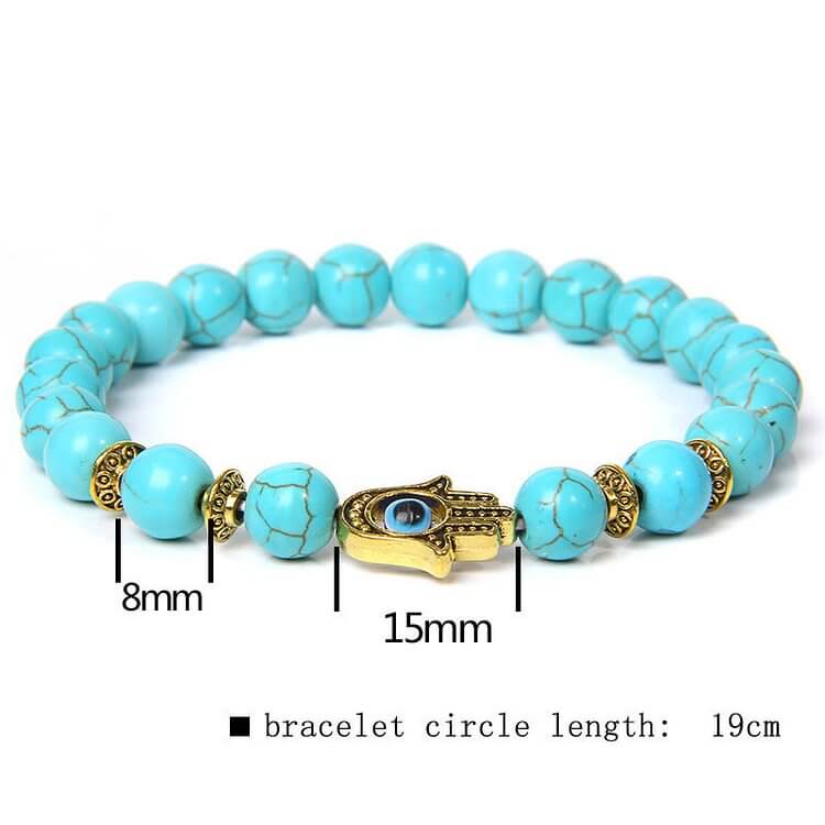 "Ward Off Negativity" Men's Evil Eye Hamsa Natural Bead Bracelet