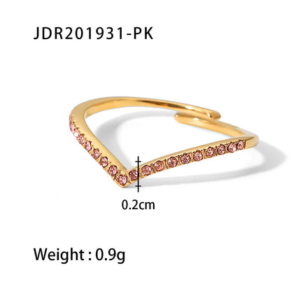 V-shaped Fine Color Zircon Ring