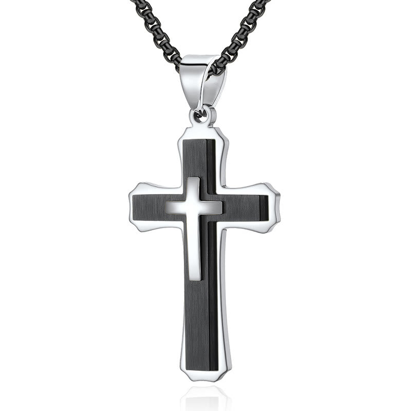 Two Tone Cross Faith Necklace