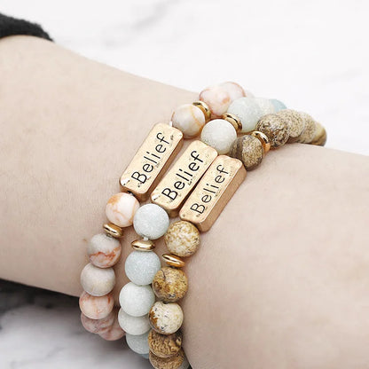 Natural Gemstone Belief Engraving Bracelet