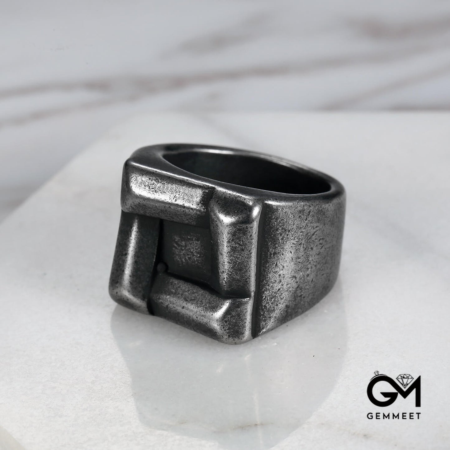 Personality Square Simple Style Retro Men's Ring