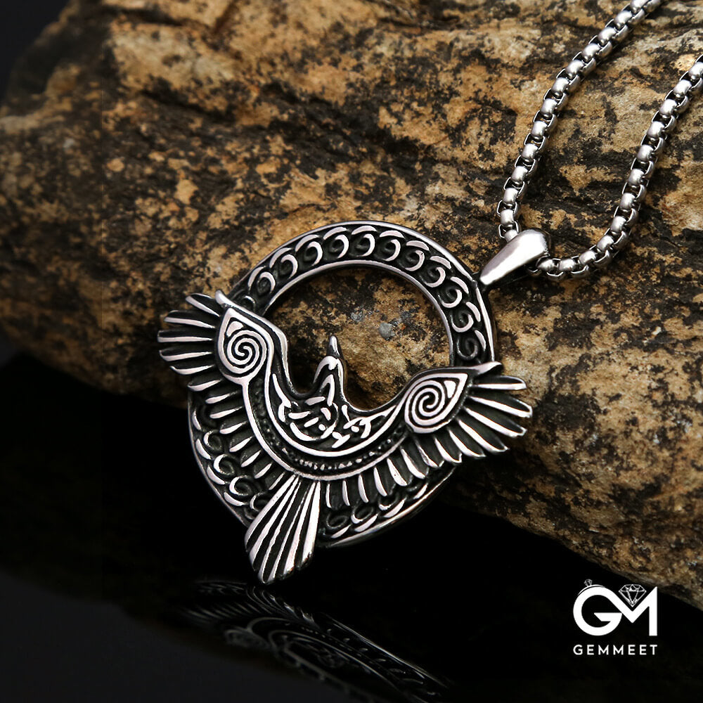 Raven Odin Titanium Steel Vintage Necklace