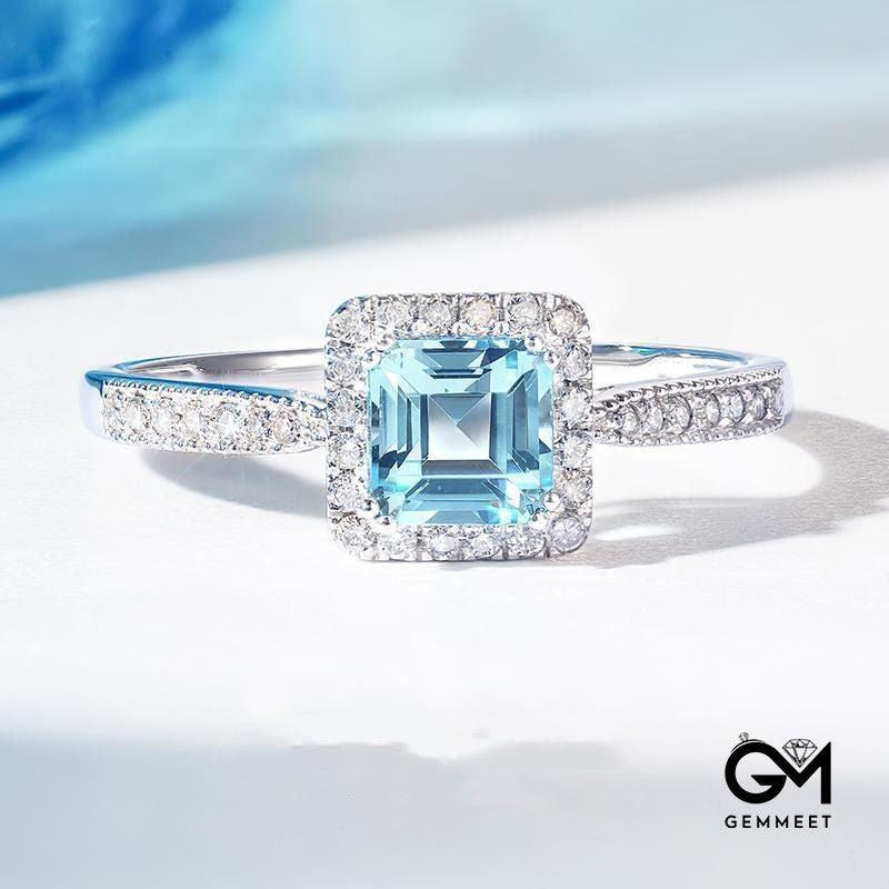 Stylish Simple Aquamarine Ring