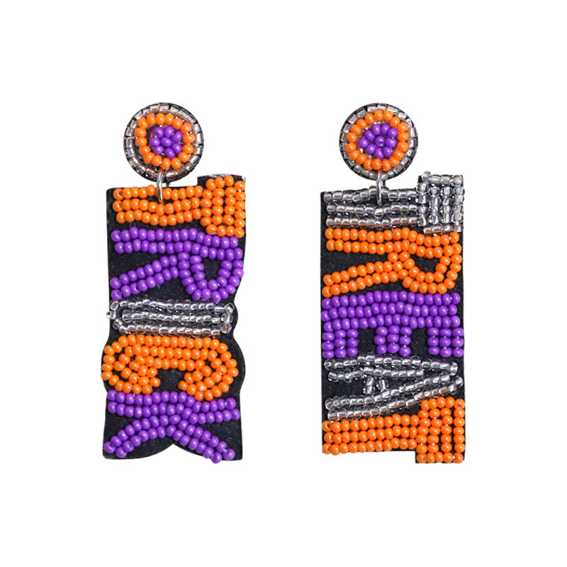 Halloween Letter TRICK Rice Bead Funny Earrings