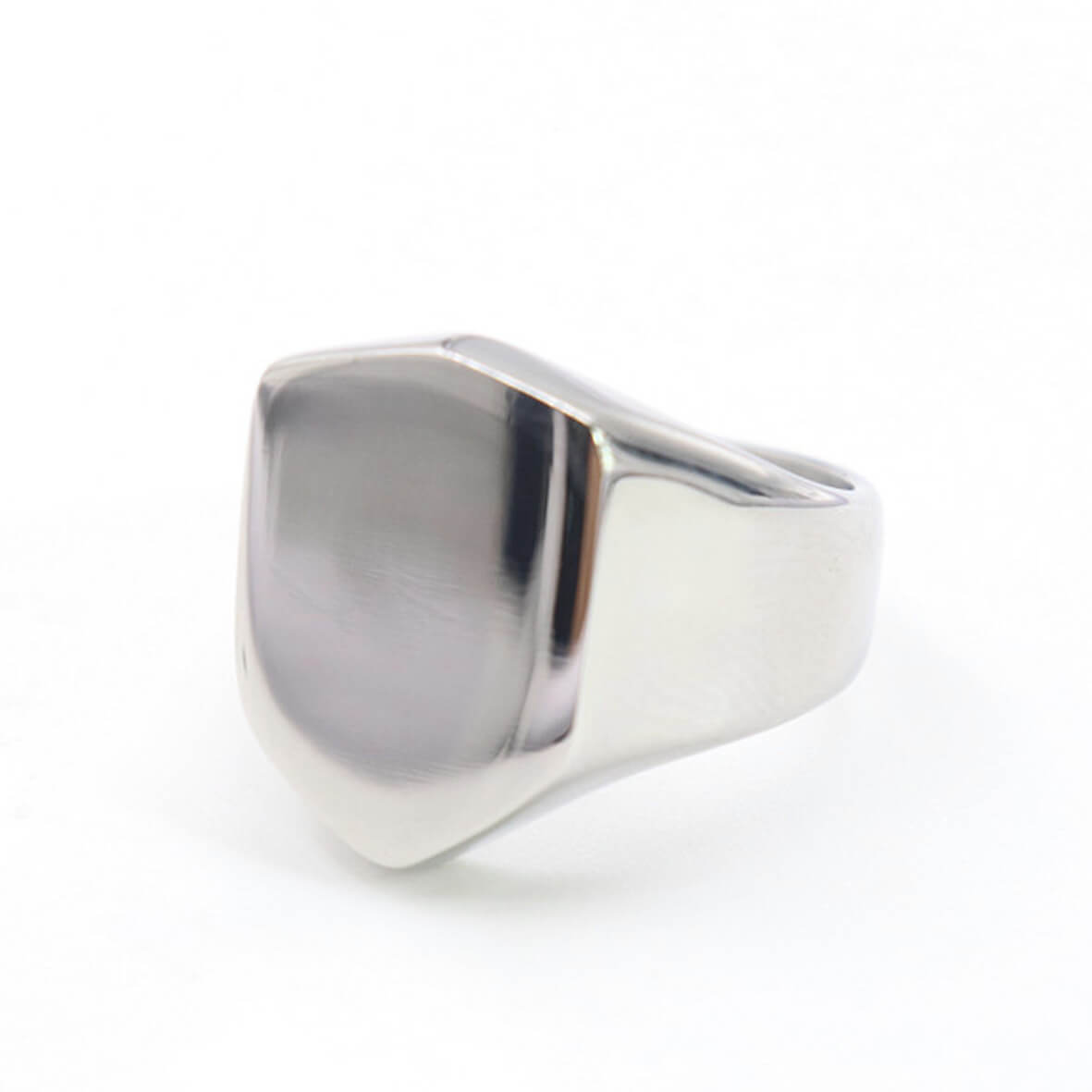 Simple Titanium Steel Irregular Shield Shaped Ring