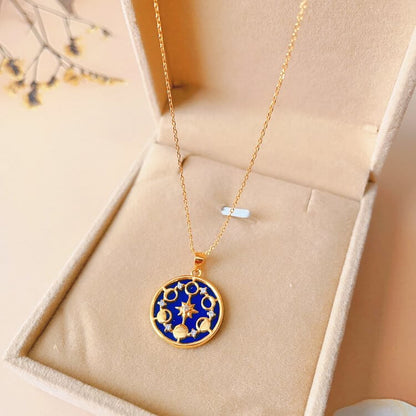 Lapis Lazuli Moon Phase Eight Awn Star Necklace