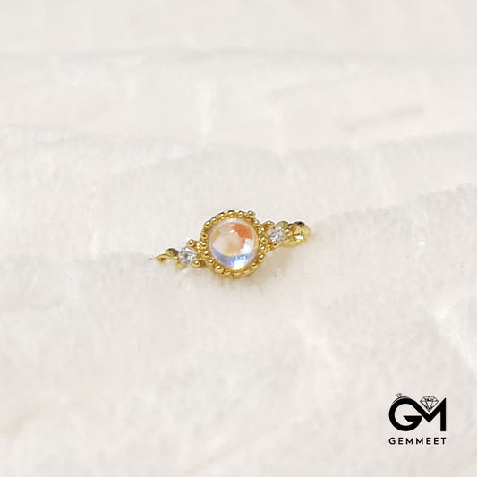 Moonstone Open Rattan Gold-plated Ring