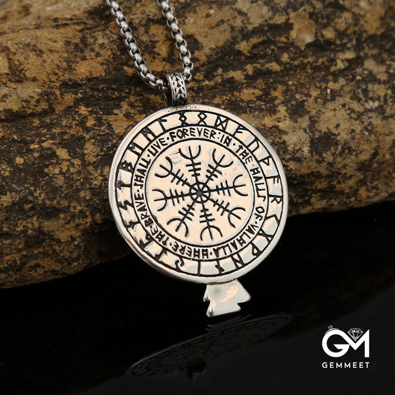 Raven Odin Rune Titanium Steel Necklace