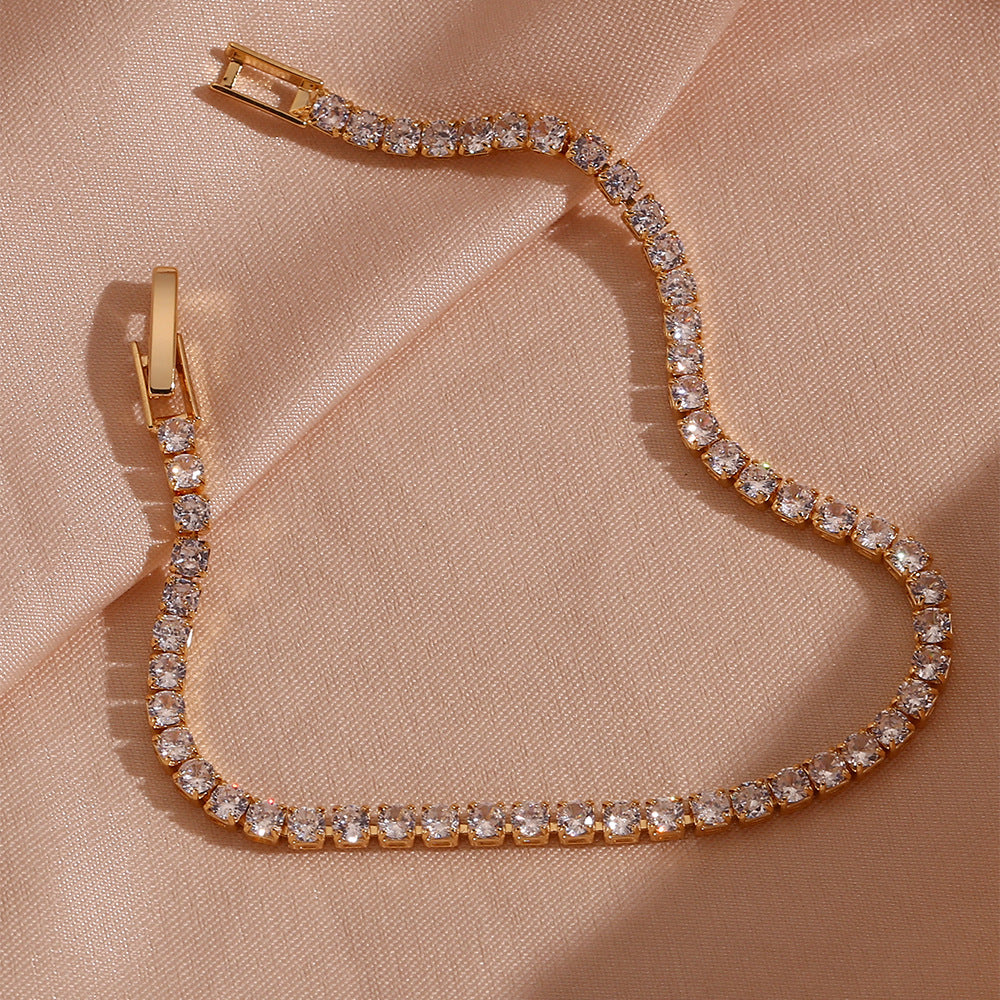 Copper Plated Gold Zircon Chain Bracelet