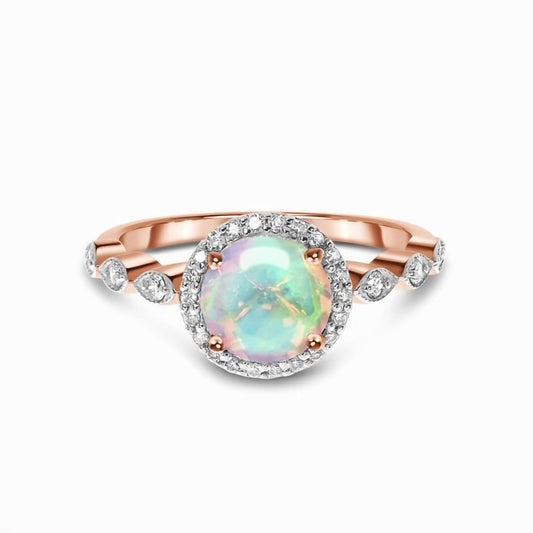 S925 Rose Gold Halo Moonstone Ring