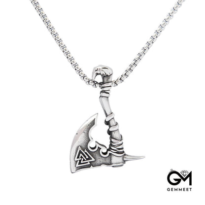 Stainless Steel Viking Axe Triangle Logo Necklace