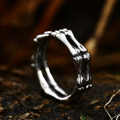 Gothic Punk Fossil Bone Ring