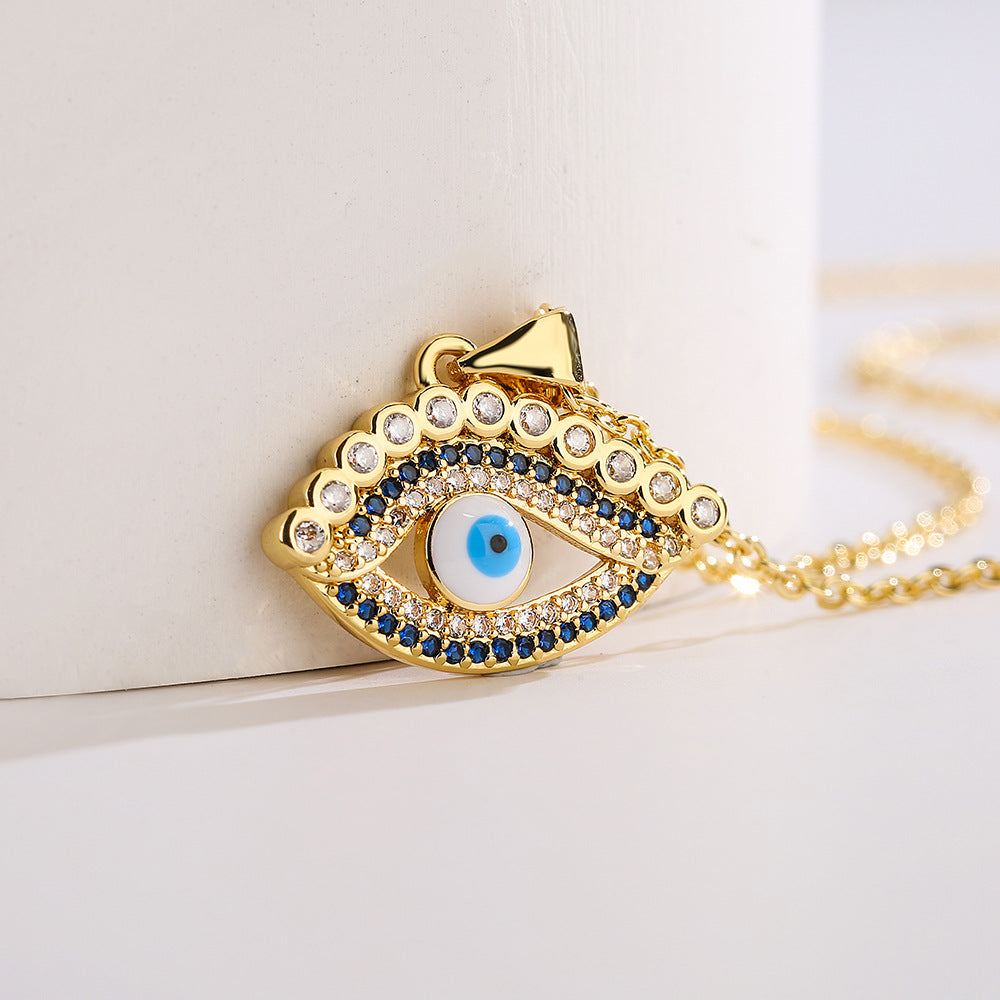 Hollow Evil Eye Full Stones Pendant Necklace