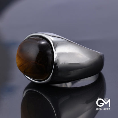 Hot Mined Stainless Steel Tiger's Eye Ring