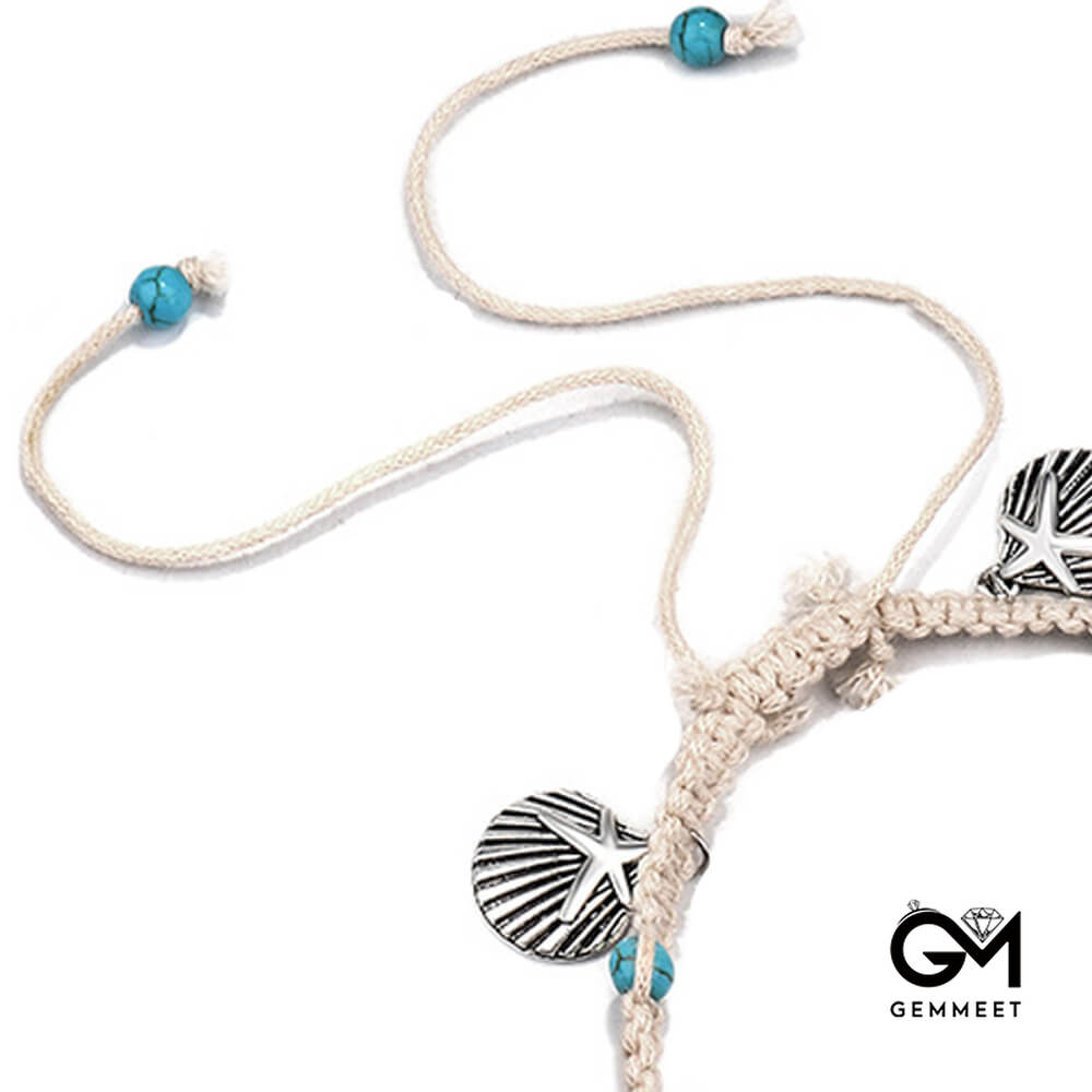 Starfish Shells and Waves Weave Anklets