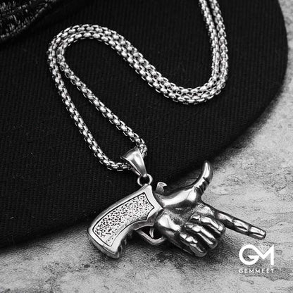 Men's Stainless Steel Pistol Necklace